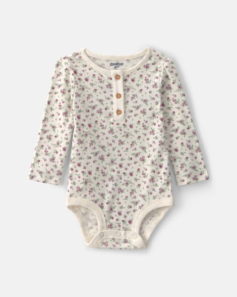 Baby Girl Floral Long-Sleeve Bodysuit - Ivory
