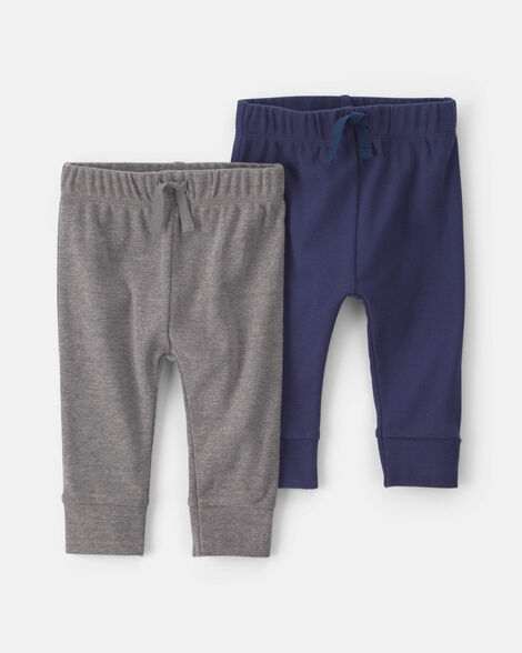 baby boy 2-pack cotton pull-on pants - navy blue