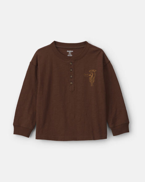 Toddler Boy 'Best Of The West' Long-Sleeve Henley T-Shirt - Brown