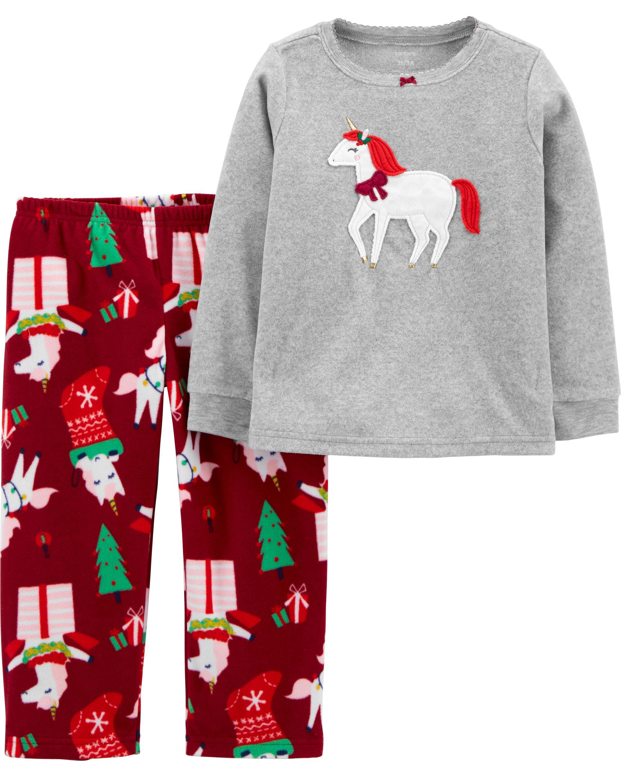 *CLEARANCE* 2-Piece Unicorn Christmas Fleece PJs