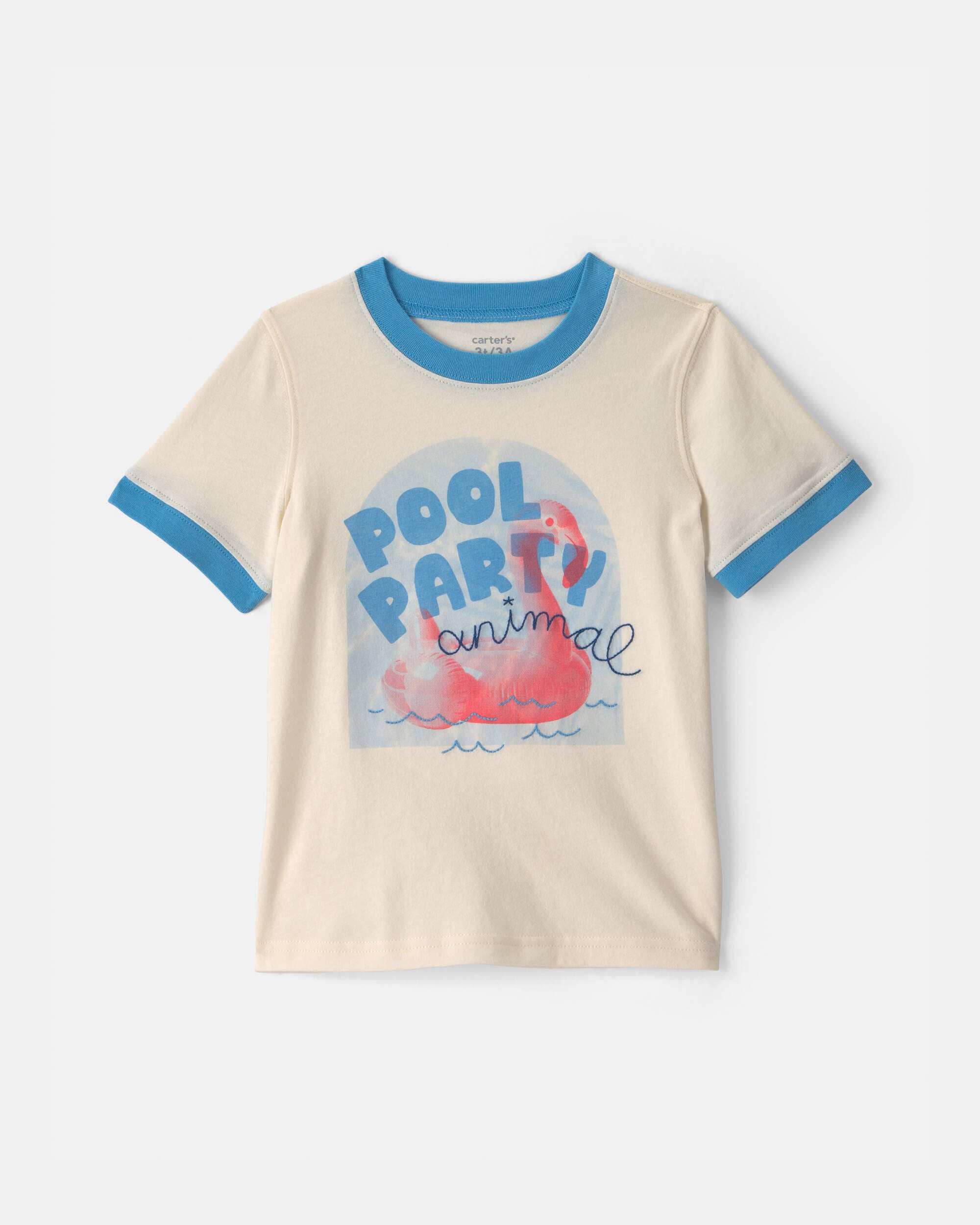 Carters toddler boy pool party animal flamingo graphic tee 2T Cream 8$
