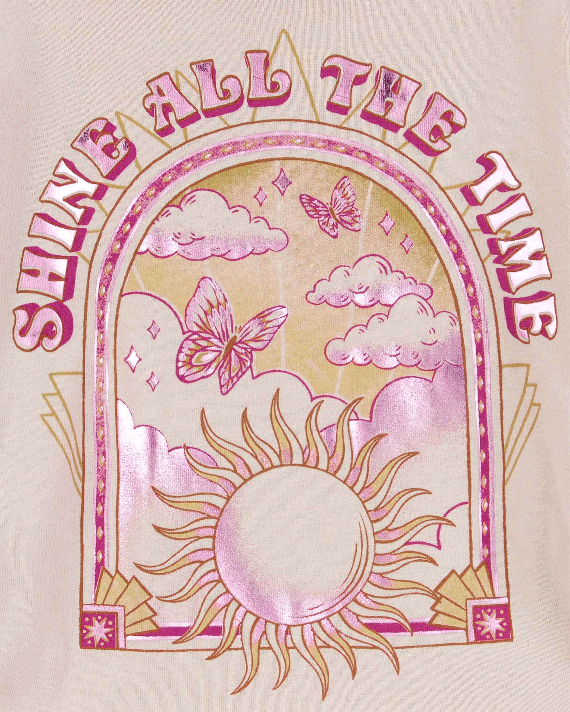 Kid Shine All The Time Foil Long-Sleeve Fashion Top - Tan
