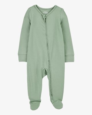 Product image 1 of Baby Solid 2-Way Zip PurelySoft Sleep & Play Pajamas - Green