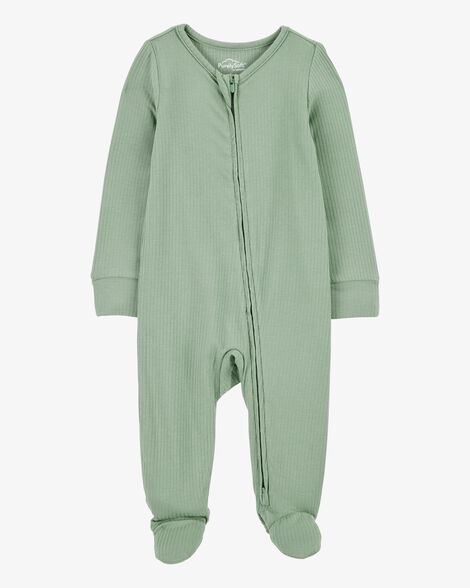  Product image 1 of Baby Solid 2-Way Zip PurelySoft Sleep & Play Pajamas - Green