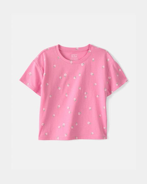 toddler girl floral relaxed top - pink