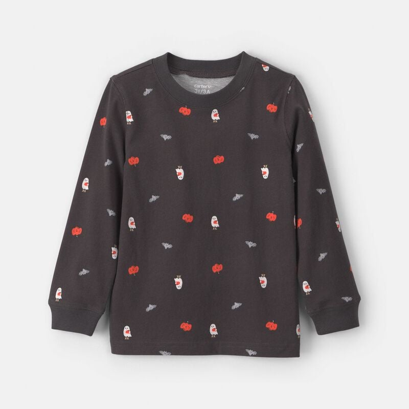Toddler Boy Pumpkin Halloween Long-Sleeve Tee - Black