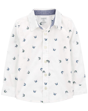 Baby Fish Print Button-Front Shirt