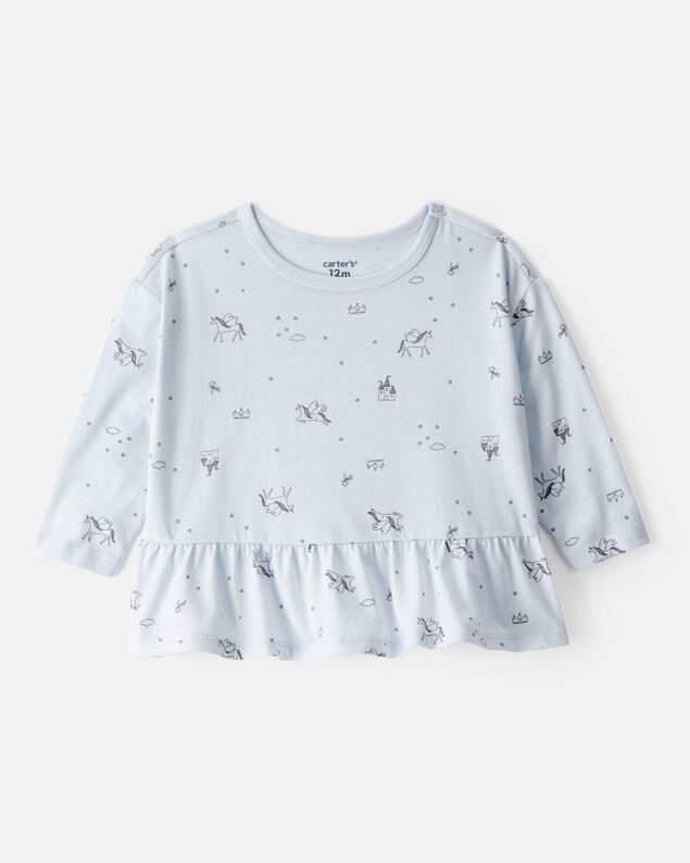 Product image 1 of Baby Girl Unicorn Print Long-Sleeve Top - Blue