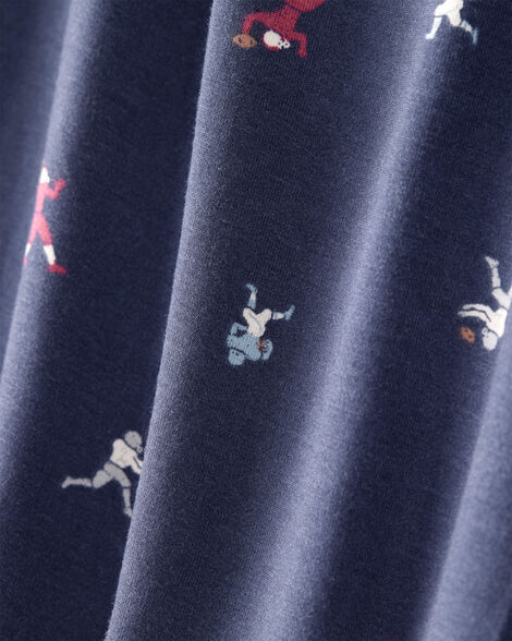 Product image 2 of Boys Football Print PurelySoft Long-Sleeve 2-Piece Pajamas - Navy Blue