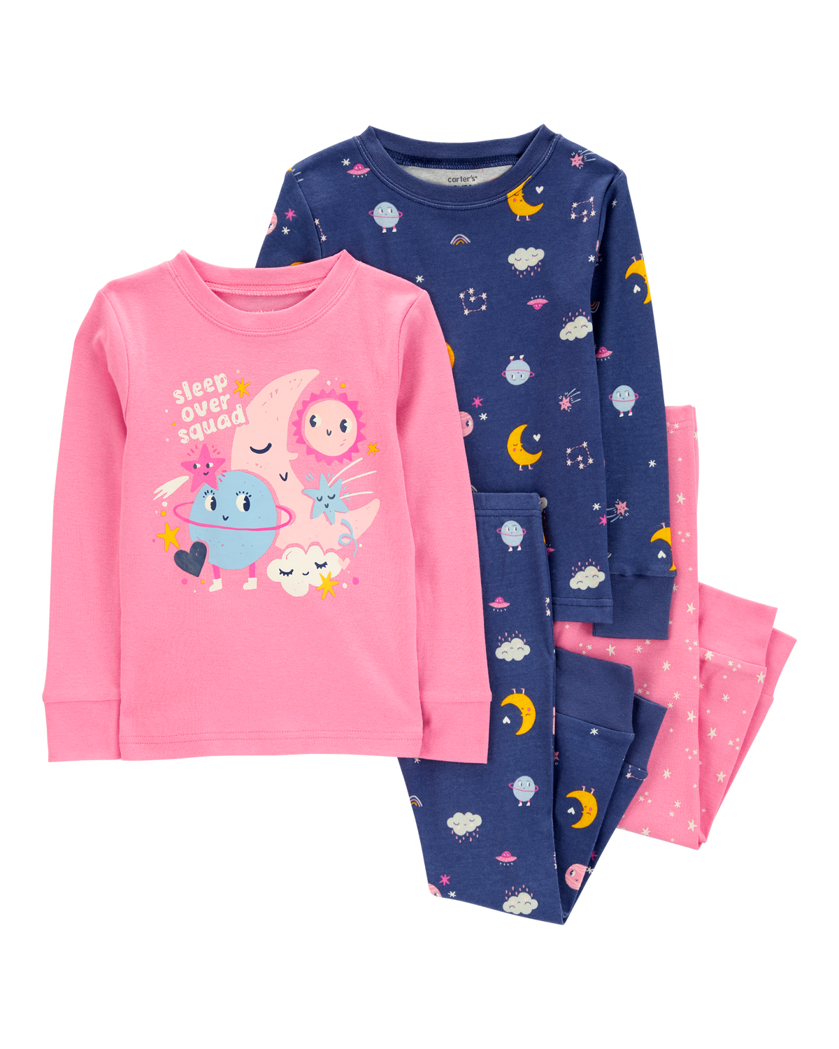 Carter's girls pajamas pjs 4pc cotton snug swan striped se clearance