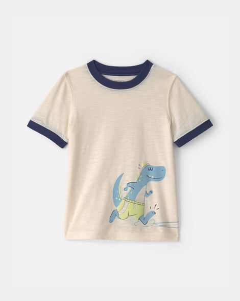 toddler boy dinosaur soccer graphic tee - cream