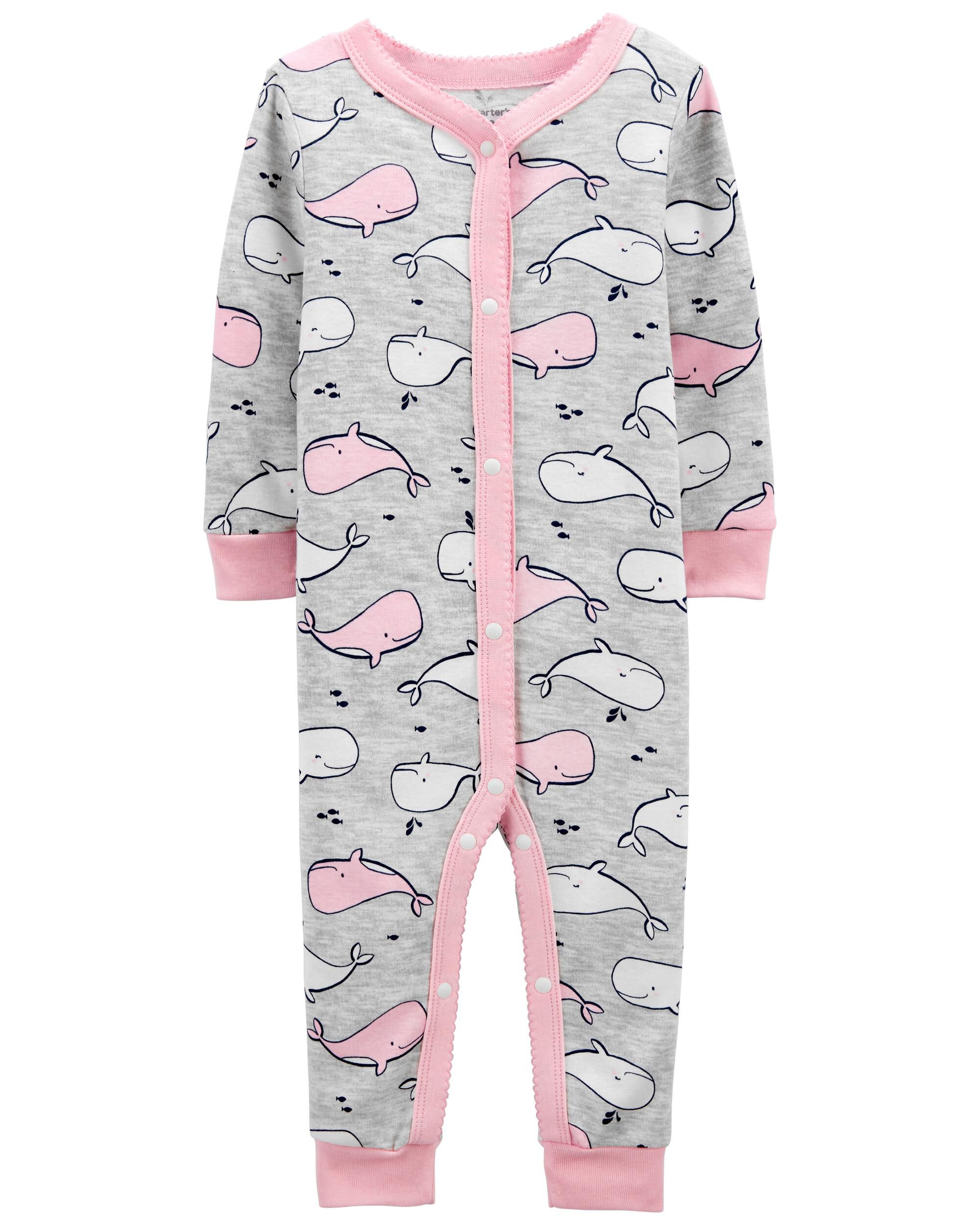 New Carter's 1-Piece Whale Snug Fit Cotton Footless Pajama PJs Girl Sleeper 