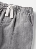 Heather Grey - Baby Organic Cotton Fully-Lined Brushed Herringbone Pants, Selected