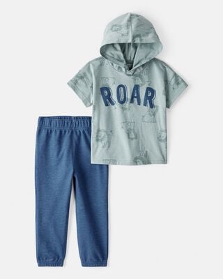 Product image 1 of Toddler 2-Piece Roar Dinosaur Hooded Tee & Jogger Pant Set
