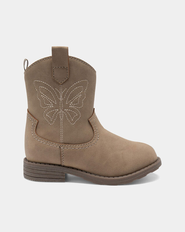Product image 2 of Toddler Girl Butterfly Stitch Cowgirl Boots - Brown