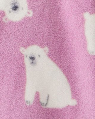Product image 2 of Baby Girl Polar Bear Fleece Long-Sleeve 2-Way Zip 1-Piece Pajamas - Purple