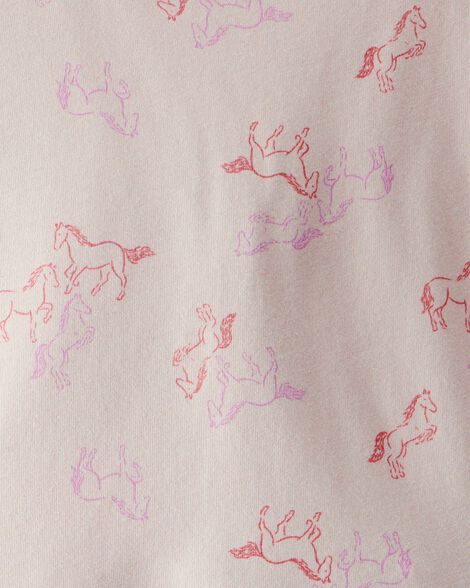 Product image 3 of Girls Horse Print Short-Sleeve Dress - Tan