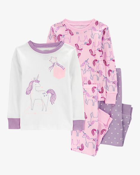 Product image 1 of Baby 4-Piece Unicorn 100% Snug Fit Cotton Pajamas