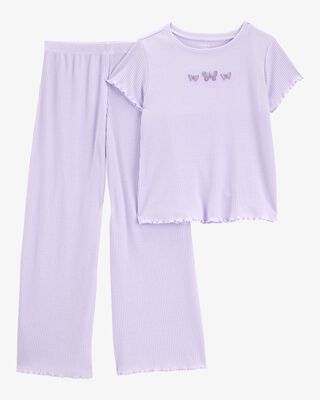 Product image 1 of Kid Butterfly Loose Fit 2-Piece Pajamas - Purple