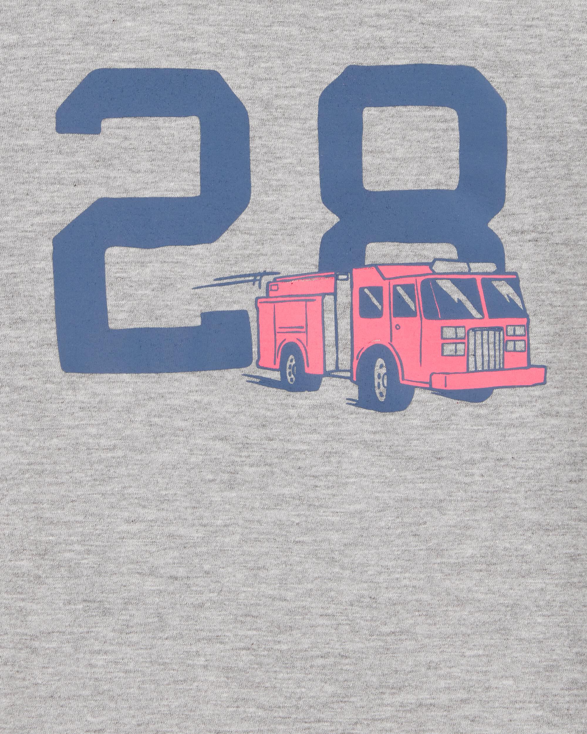 Toddler Firetruck Short-Sleeve Graphic Tee - Grey