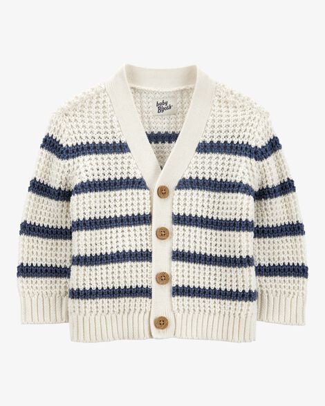  Product image 1 of Baby Striped Button-Front Sweater Knit Cardigan - Cream