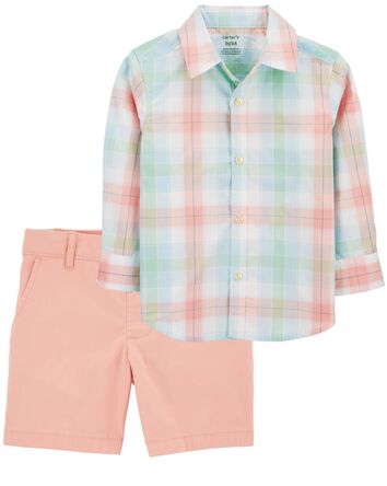 Baby 2-Piece Button-Down Shirt & Stretch Chino Shorts Set