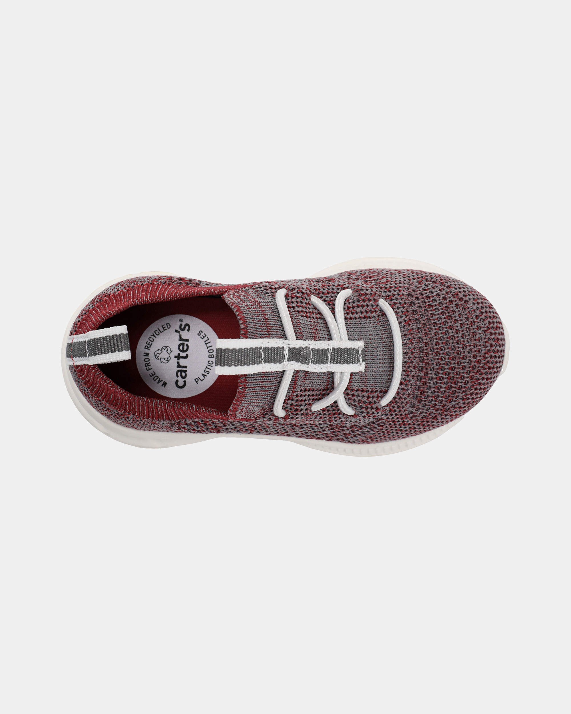 Toddler Boy Pull-On Athletic Sneakers - Red/Grey