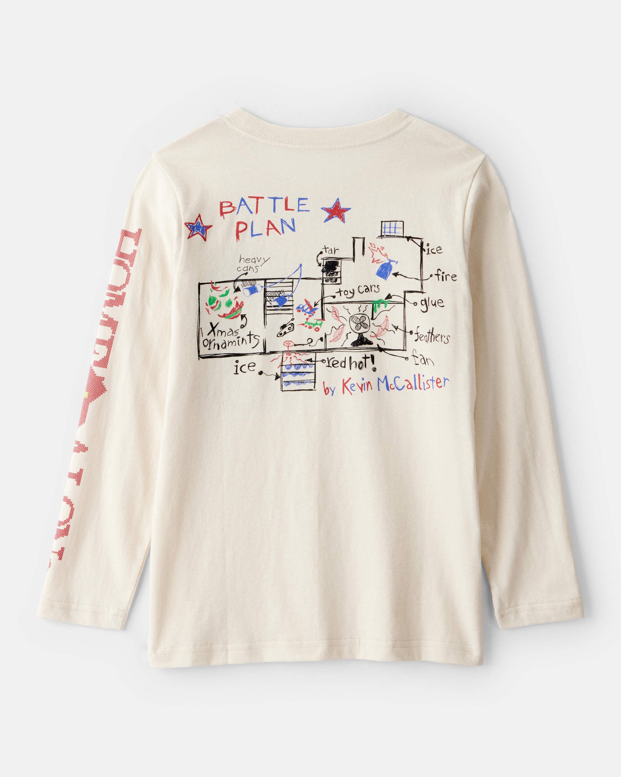 Boys Christmas Home Alone Long-Sleeve Graphic Tee - Cream