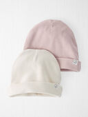Pink, Sweet Cream - Baby 2-Pack Organic Cotton Rib Caps, Selected