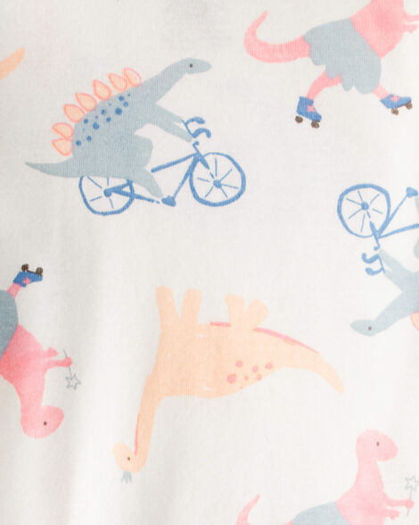 Product image 3 of Baby Girl Dinosaur Print 100% Cotton Long-Sleeve 4-Piece Pajamas - Blue/White