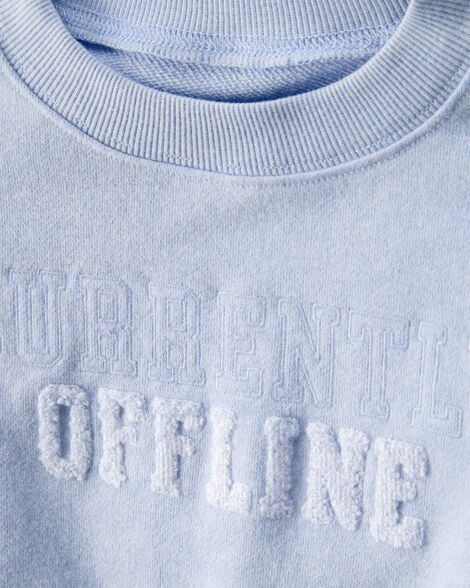 Kid Oversized "Currently Offline" Graphic Sweatshirt - Blue
