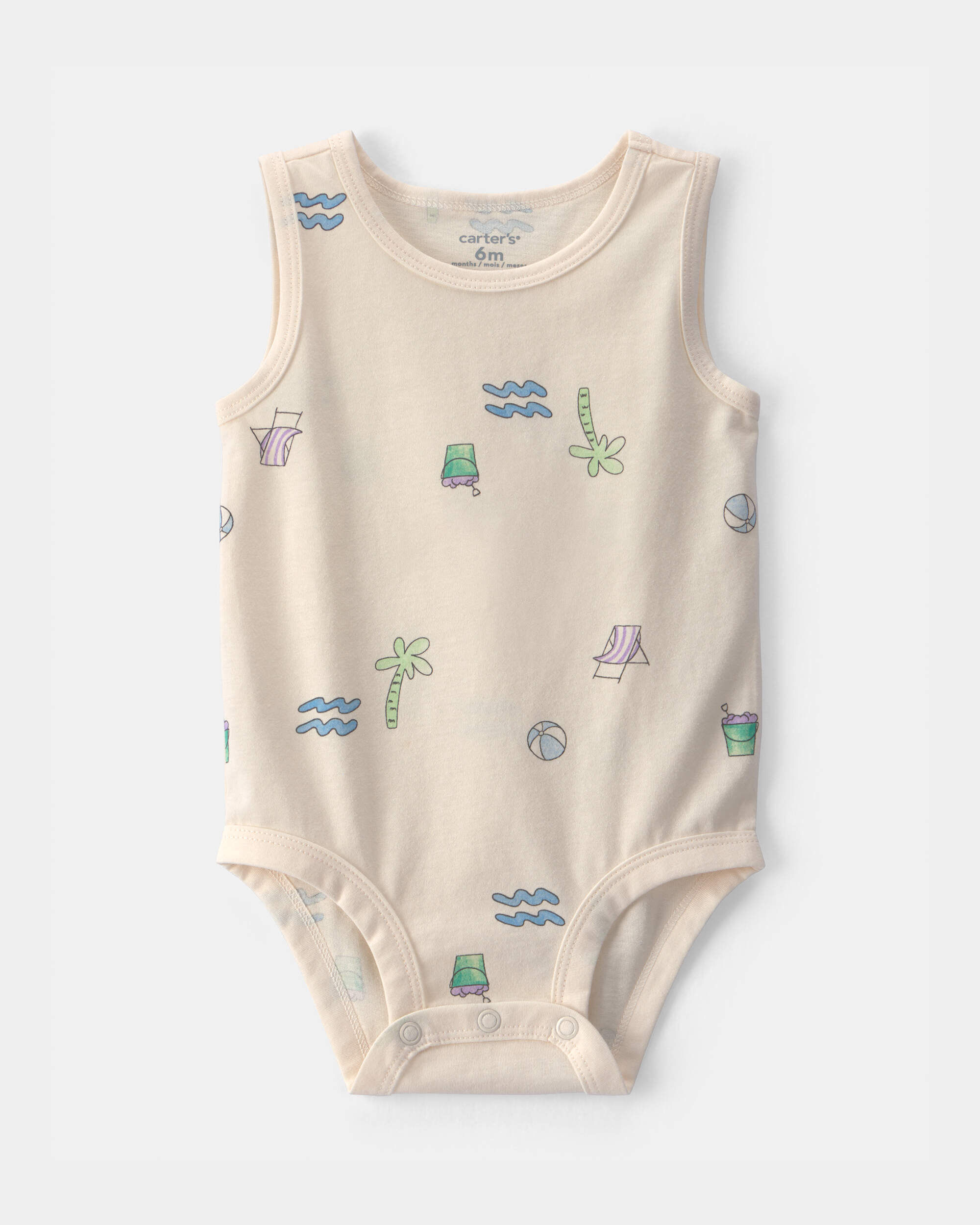 Carters baby boy beach sleeveless graphic bodysuit 12M Ivory 7$