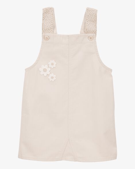  Product image 1 of Toddler Twill Floral Embroidered Shortalls - Ivory