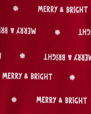 Product image 2 of Kid Merry & Bright Christmas Cotton Long-Sleeve 2-Piece Pajamas - Red