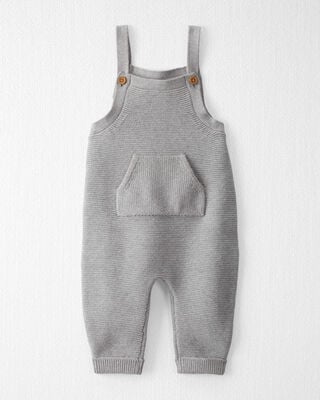 Product image 1 of Baby Organic Cotton Sweater Knit Overalls in Heather Grey