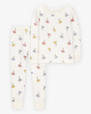 Product image 1 of Toddler Floral Print PurelySoft 2-Piece Pajamas - Ivory