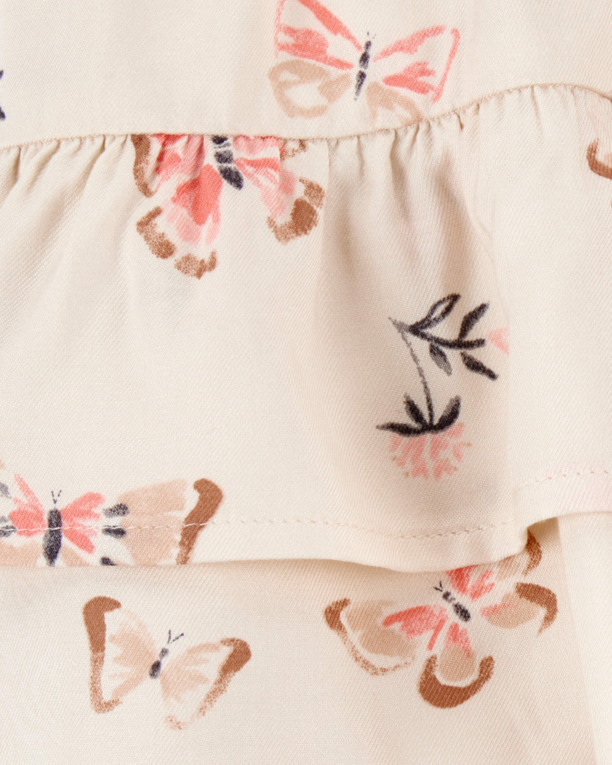 Toddler 2-Piece Flutter-Sleeve Rib Tank & Butterfly Ruffle Skort Set - Pink/Ivory