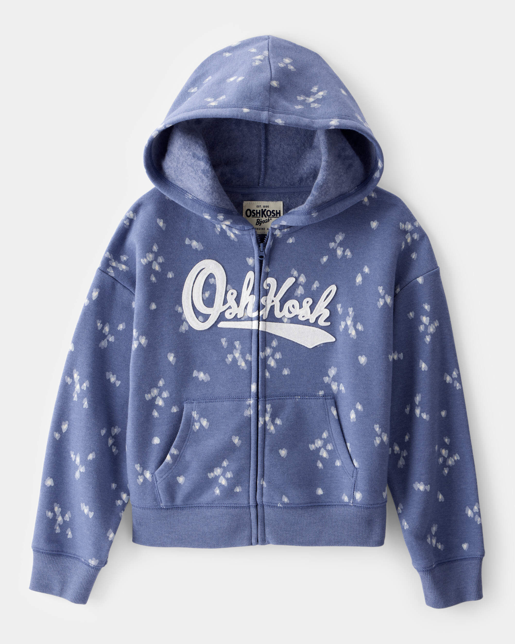 Girls Heart Print DayDream Fleece Jacket - Navy