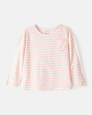 Toddler Girl Bow Print Long-Sleeve Peplum Top