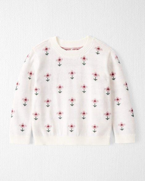 Toddler Girl Organic Cotton Sweater Knit in Wildflower Maze Print