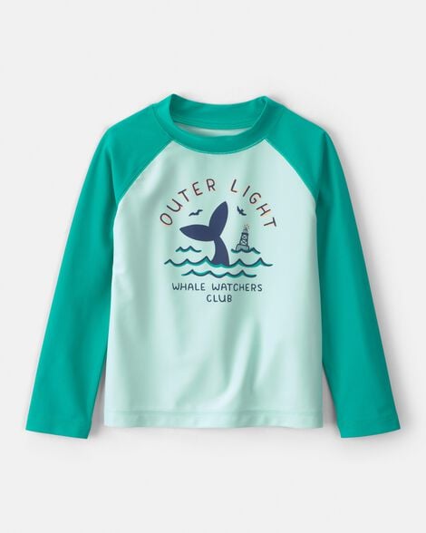 toddler boy  whale long-sleeve rashguard top - green
