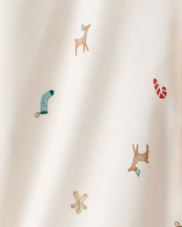 Product image 2 of Adult Mini Christmas Fleece Long-Sleeve Loose Fit 2-Piece Pajamas - White