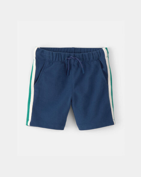 toddler boy striped french terry shorts - blue/green
