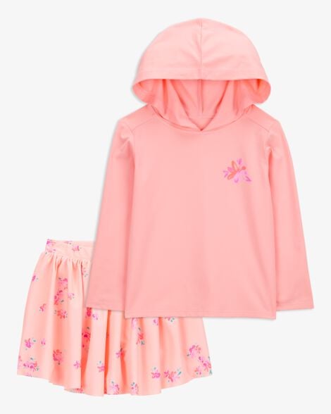 Product image 1 of Toddler 2-Piece UPF 50+ Sun Protection Moisture Wicking Active Pullover & Skort Set - Coral