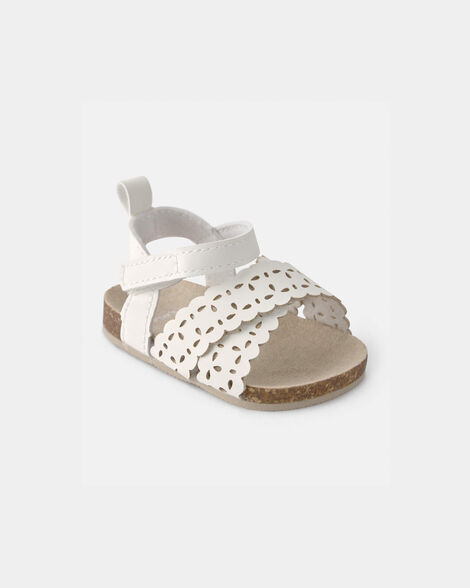 baby girl floral sandals - white