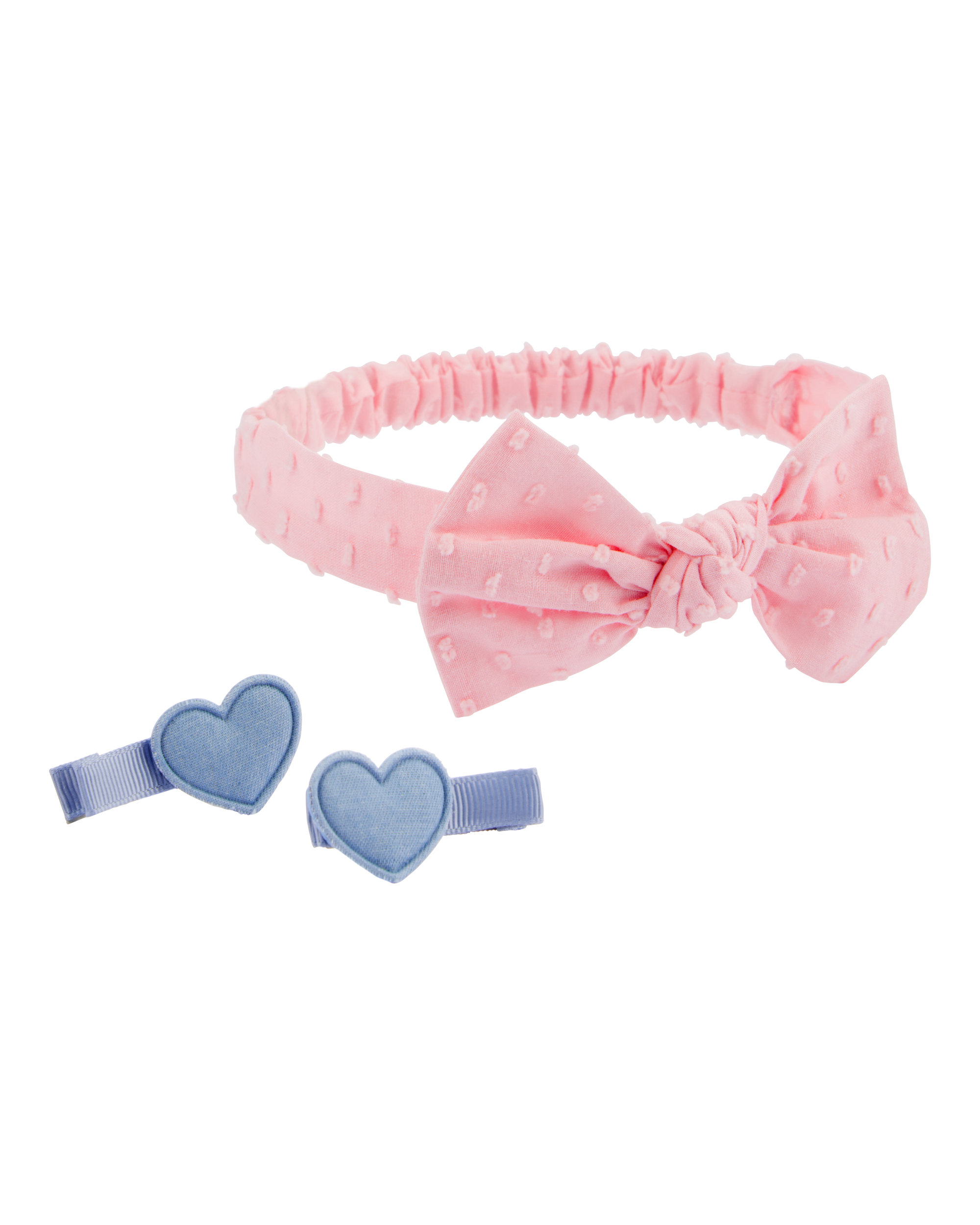 Baby 2-Pack Clips & Headwrap - Pink/Blue