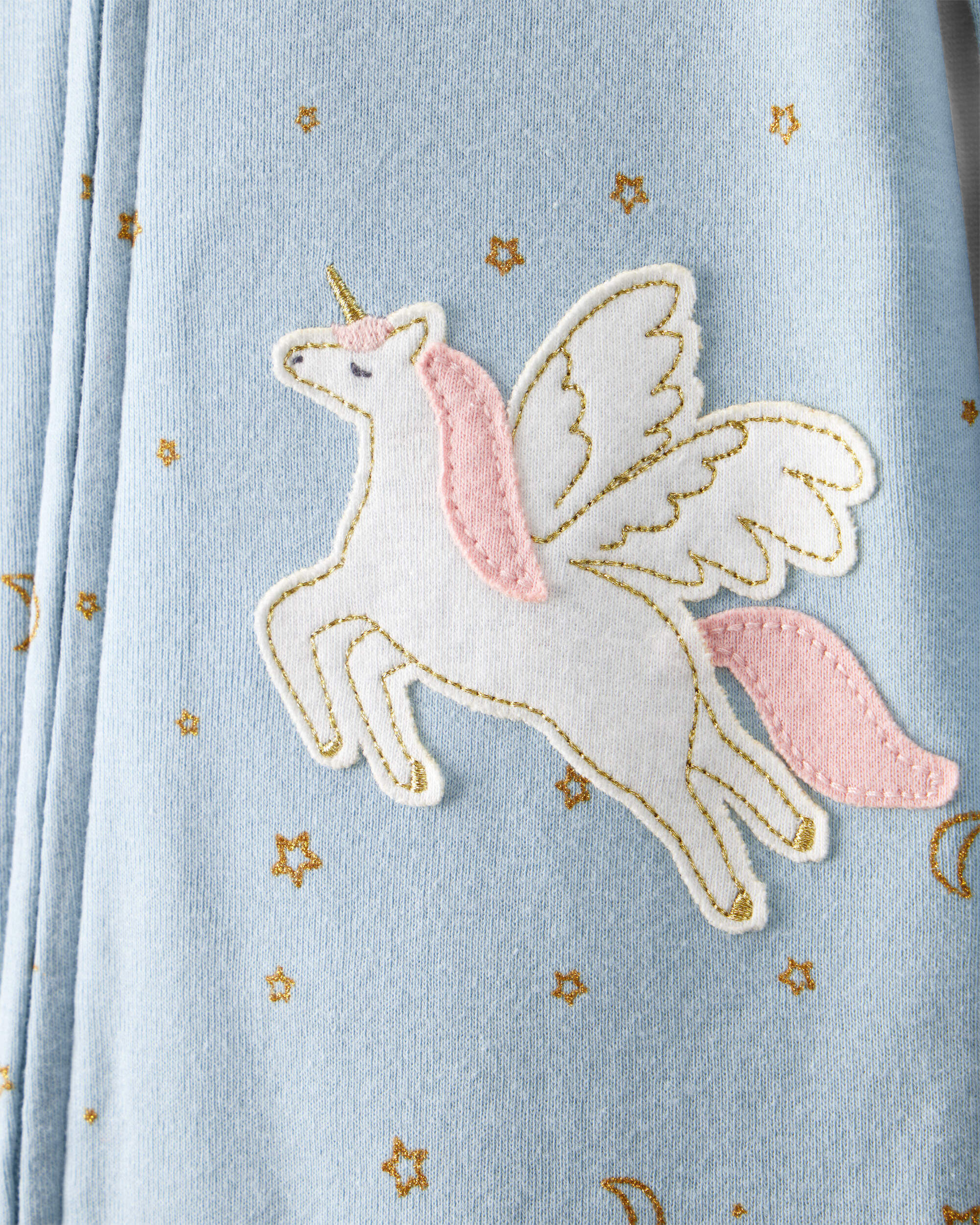Toddler Girl Unicorn 100% Cotton 2-Way Zip 1-Piece Pajamas - Blue