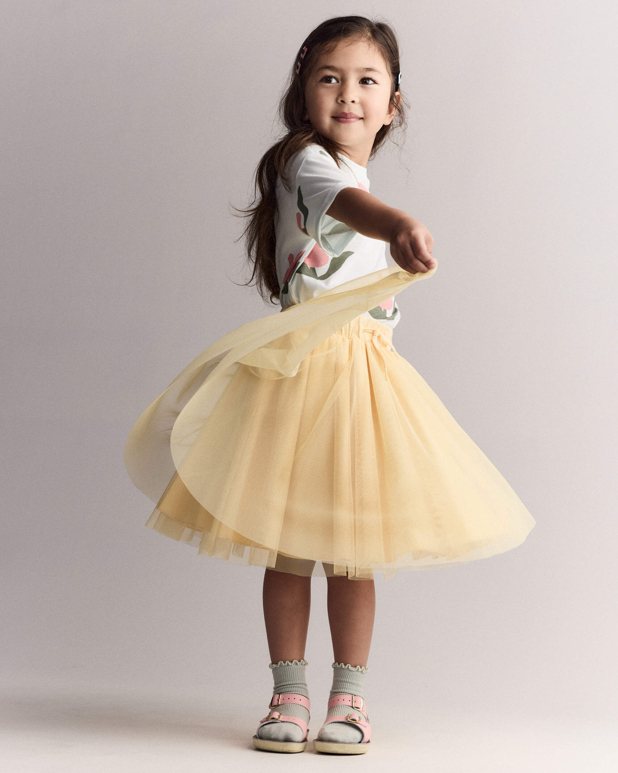 Otter Avenue Toddler Girl Avenue Twirl Midi Skirt with Tulle 12M Yellow 26$