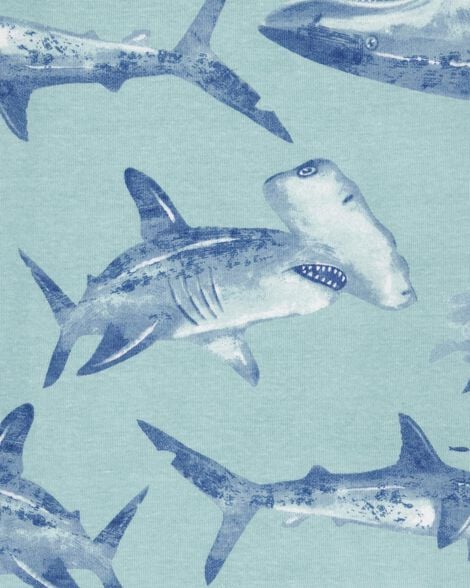 Product image 3 of Kid 4-Piece Shark Surfboard 100% Snug Fit Cotton Pajamas - Blue