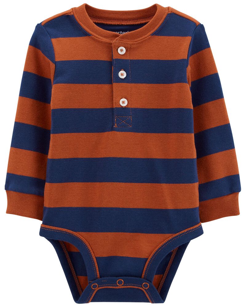 Baby Brown Navy Striped Long Sleeve Bodysuit Carters Com